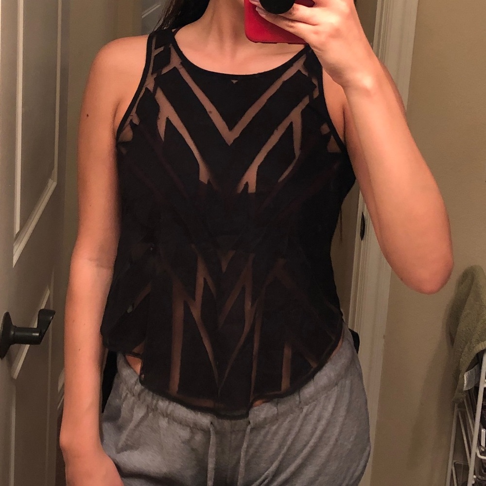 FREE PEOPLE mesh cut out tank